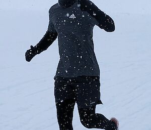Image of man running in the snow.