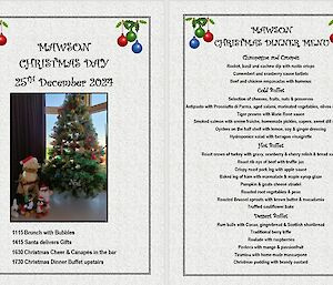 Mawson Christmas Day program and manu