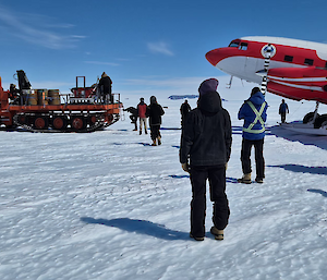 Setting up for refueling the Chinese Basler on the ice plateau to the south of Mawson station