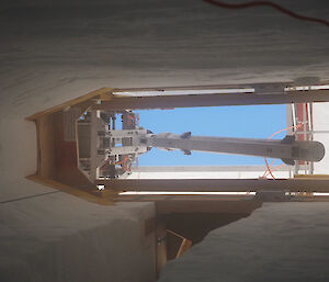 View from bottom of a trench of a horizontal drill barrel