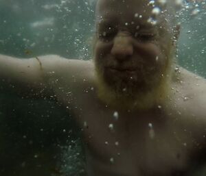 Darryl under the water in Horseshoe harbour for the summer swim