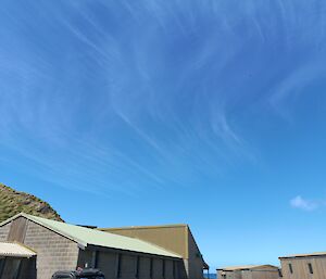 Very high, wispy clouds over the station