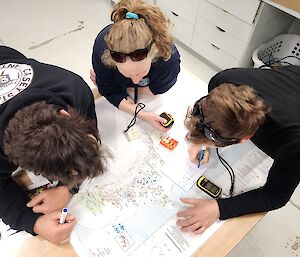Image of 3 expeditioners using GPS and maps