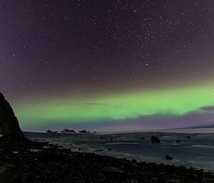 An aurora in the sky over Antarctica