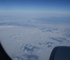 View of the ice from the window of the C17 aircraft