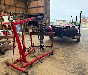 Station IRB on trailer parked in machinery shed