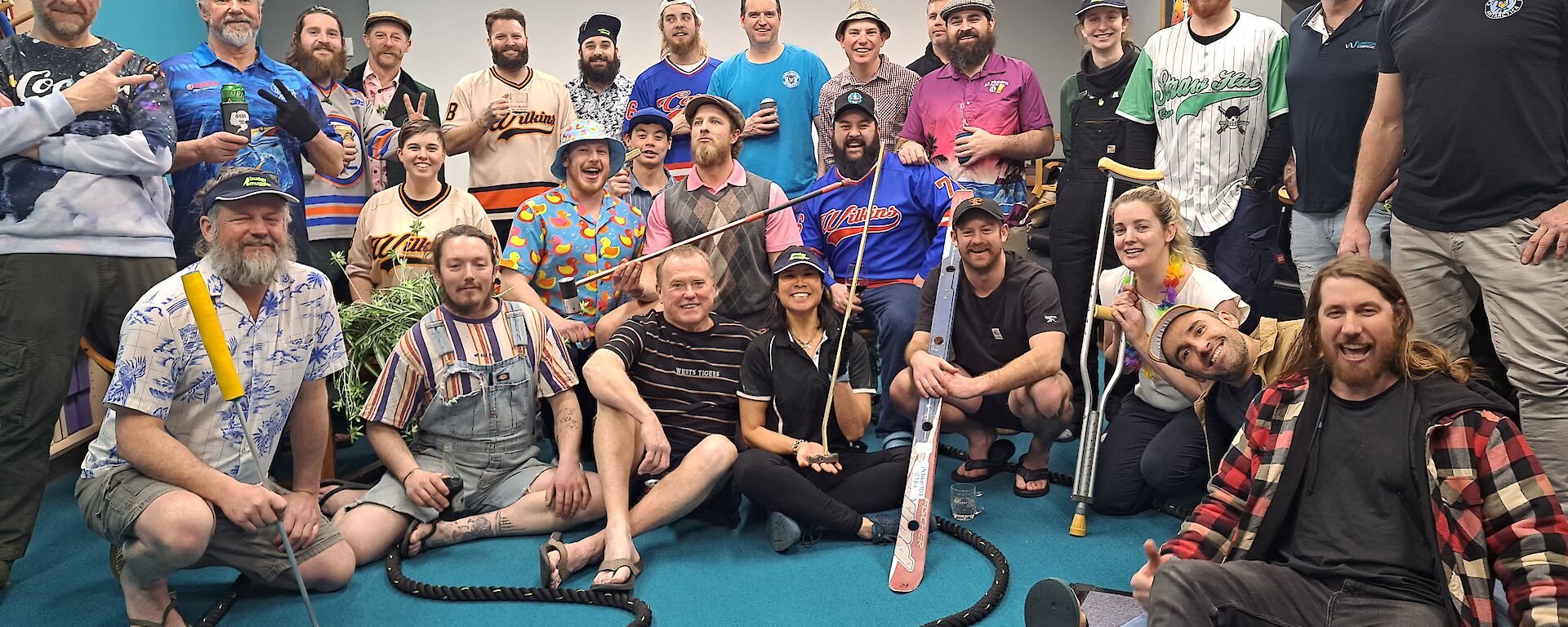 Team of expeditioners at the last indoor golf course