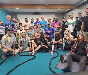Team of expeditioners at the last indoor golf course