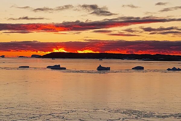 sunset over Gardiner Island