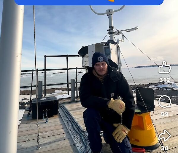 Expeditioner in Antarctica with text on image reading “then I highly recommend you apply”