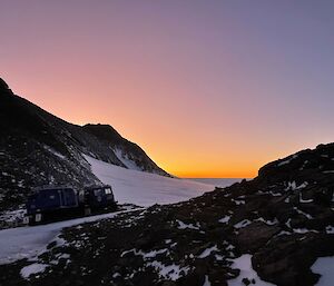 Sun setting over the mountains