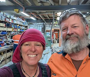 Two expeditioners in the workshop