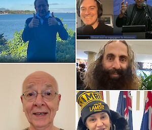 Photos of people who dialled in to Midwinter - Dr Karl, Jacquie Lambie, Twiggy Forrest, Costa from Gardening Australia and Matt Okine