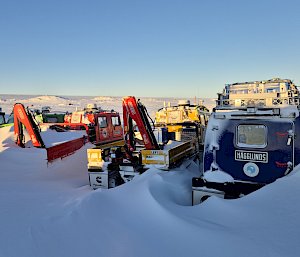 Vehicles snowed in after a blizzard