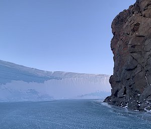 wind scour and frozen water with hill