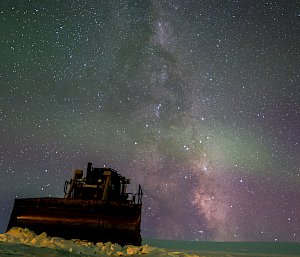 The night sky with auroras in Antarctica