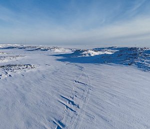 Aerial photo looking west from Casey Station