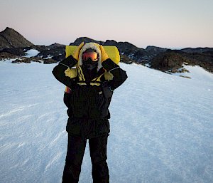 person standing on plateau