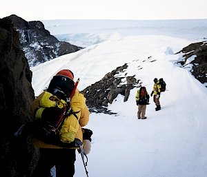 people walking on blizz tail