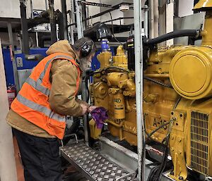 The Mawson mechanic attending to some machinery