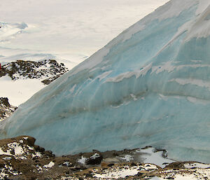 A wind scoured mass of ice