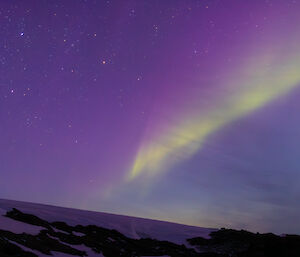 An aurora in the sky over the plateau