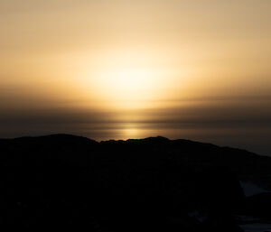 sunset with hill