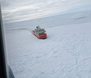 View of the RSV Nuyina taken from the helicopter