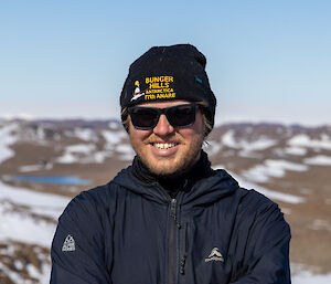 Bearded man smiling in Antarctica