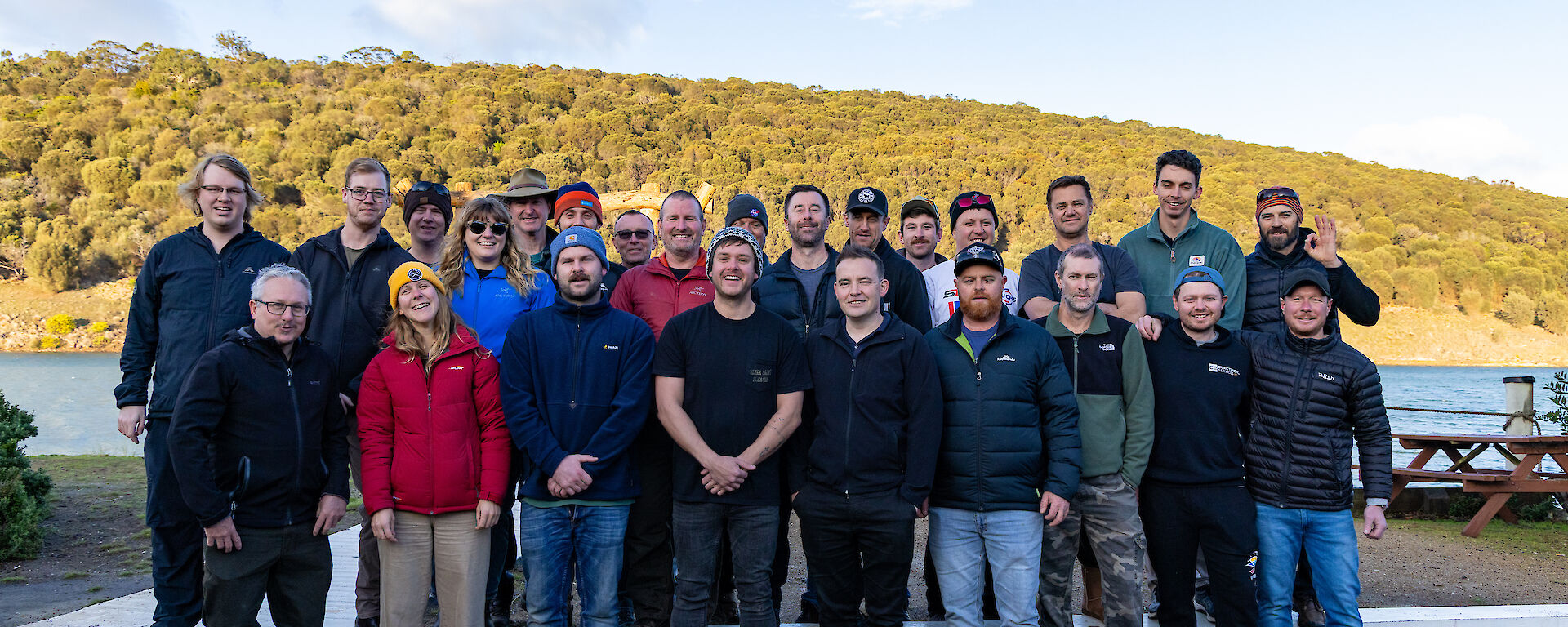 people taking a group photo