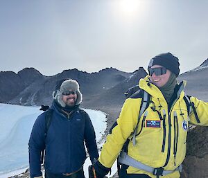 Two people climing the Framnes Mountains