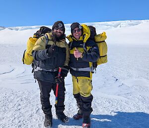 Two expeditioners on the ice