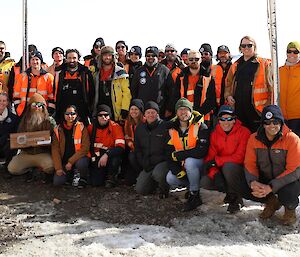 A group photo of the members of this year's Davis station expeditioner team.
