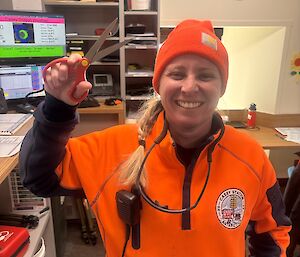 SSUP Cliffy (foreground) holds the trauma scissors with a cheeky grin as she stands in the lower wallow (background)