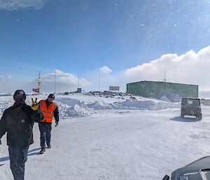 Two of the new MALT members walking