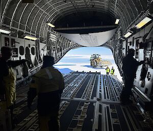 Unloading C17 cargo in the bright Wilkins sunshine