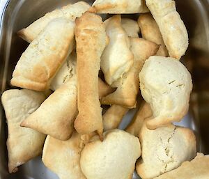 Biscuits cooked into different shapes, including the shape of Antarctica.
