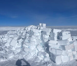 A pile of snow blocks.
