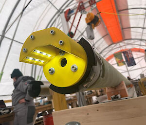 LED lights attached to the end of a drill barrel