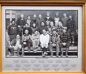 The 1999 team photo of the Communications Technical Officer who returned the tools to Macquarie Island.