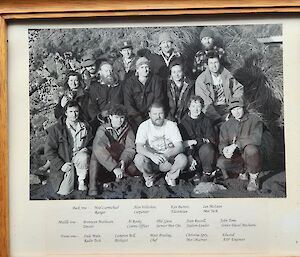 The 1994 team photo of the man who returned the tools to Macquarie Island.